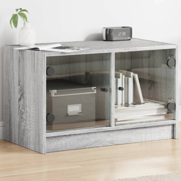 vidaXL Βοηθητικό Ντουλάπι Sonoma Γκρι 68x37x42cm με Γυάλινες Πόρτες