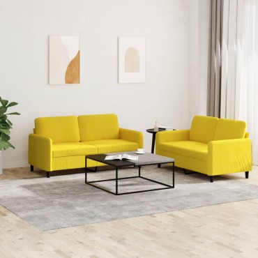 vidaXL Σαλόνι Σετ 2 τεμ. Κίτρινο από Βελούδο 138x77x80cm  Διθέσιος