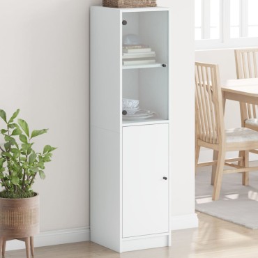 vidaXL Ντουλάπι Λευκό 35x37x142cm με Γυάλινες Πόρτες 1 τεμ.