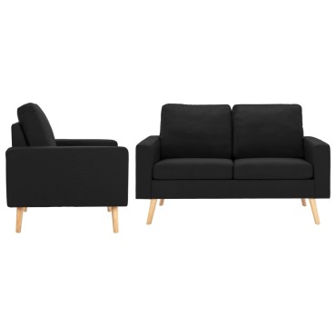 vidaXL Σετ Σαλονιού 2 τεμ. Μαύρο Υφασμάτινο 77x71x80cm  Διθέσιος