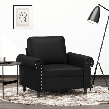 vidaXL Πολυθρόνα Μαύρη από Συνθετικό Δέρμα 92x77x80cm 1 τεμ. Γωνιακός