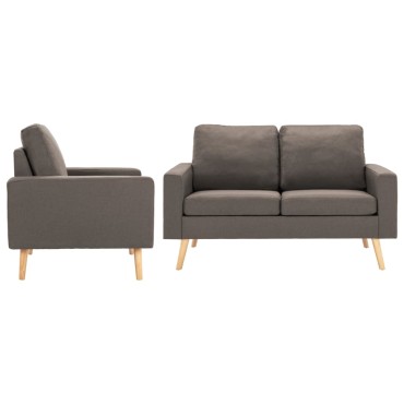 vidaXL Σετ Σαλονιού 2 τεμ. Χρώμα Taupe Υφασμάτινο 77x71x80cm  Διθέσιος