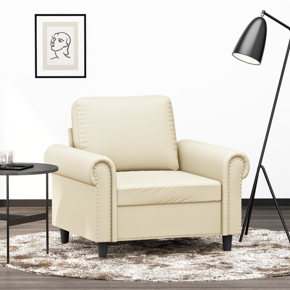 vidaXL Πολυθρόνα Κρεμ Συνθετικό δέρμα 92x77x80cm 1 τεμ. Γωνιακός