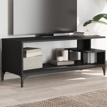 vidaXL Έπιπλο TV Μαύρο 102x40x41cm Επ Ξύλο/Ατσάλι Ηλ Βαφή Πούδρα