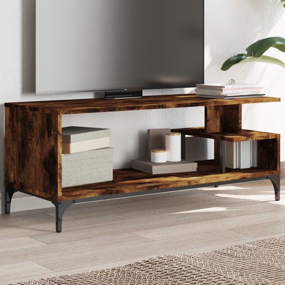 vidaXL Έπιπλο TV Καπν. Δρυς 102x40x41cm Επ Ξύλο/Ατσάλι Ηλ Βαφή Πούδρα