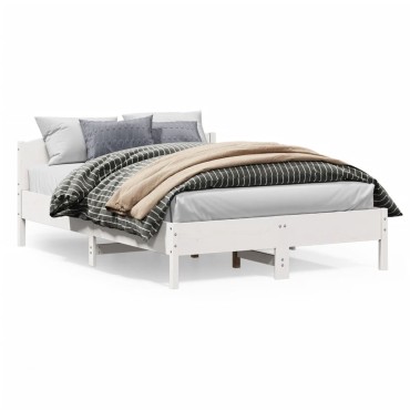 vidaXL Σκελετός Κρεβ. Χωρίς Στρώμα Λευκό 140x200cm Μασίφ Πεύκο 1 τεμ. - Διπλό