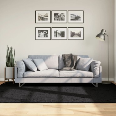 vidaXL Χαλί Shaggy PAMPLONA με Ψηλό Πέλος Μοντέρνο Μαύρο 160x230cm