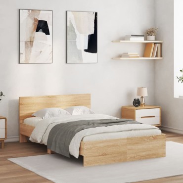vidaXL Πλαίσιο Κρεβατιού με Κεφαλάρι Sonoma δρυς 120x200cm 1 τεμ. - Μονό