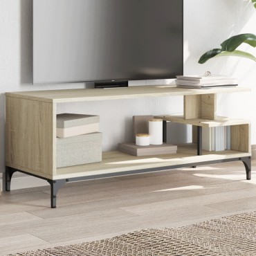 vidaXL Έπιπλο TV Sonoma Δρυς 102x40x41cm Επ Ξύλο/Ατσάλι Ηλ Βαφή Πούδρα