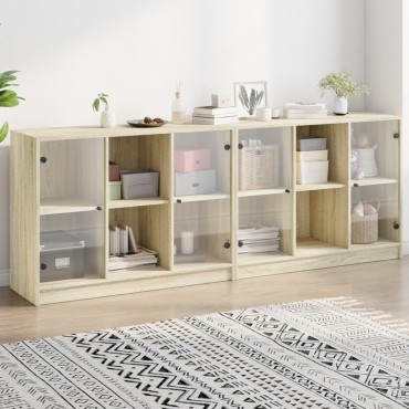 vidaXL Βιβλιοθήκη με Πόρτες Sonoma Δρυς 204x37x75cm Επεξ. Ξύλο 1 τεμ.