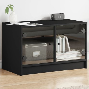 vidaXL Έπιπλο Τηλεόρασης Λευκό 68x37x42cm με Γυάλινες Πόρτες