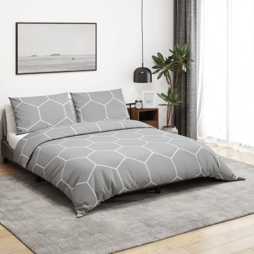 vidaXL Σετ Παπλωματοθήκης Γκρι 225x220 εκ. Βαμβακερό
