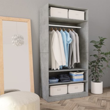 vidaXL Ντουλάπα Γκρι του Σκυροδέματος 100x50x200cm Μοριοσανίδα 1 τεμ.