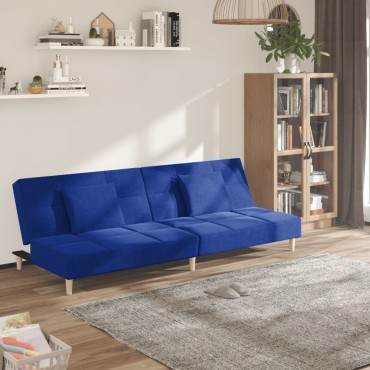 vidaXL Καναπές Κρεβάτι Διθέσιος Μπλε Υφασμάτινος με Δύο Μαξιλάρια 200x84,5x69cm 1 τεμ.