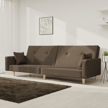 vidaXL Καναπές Κρεβάτι Διθέσιος Taupe Υφασμάτινος με Δύο Μαξιλάρια 220x84,5x69cm 1 τεμ.