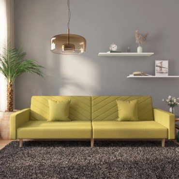 vidaXL Καναπές Κρεβάτι Διθέσιος Πράσινος Υφασμάτινος με Δύο Μαξιλάρια 220x84,5x69cm 1 τεμ.