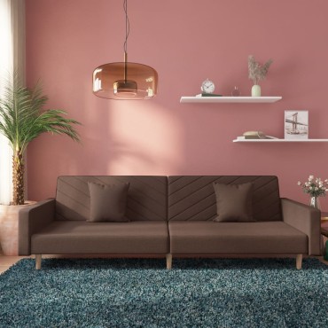 vidaXL Καναπές Κρεβάτι Διθέσιος Taupe Υφασμάτινος με Δύο Μαξιλάρια 220x84,5x69cm 1 τεμ.