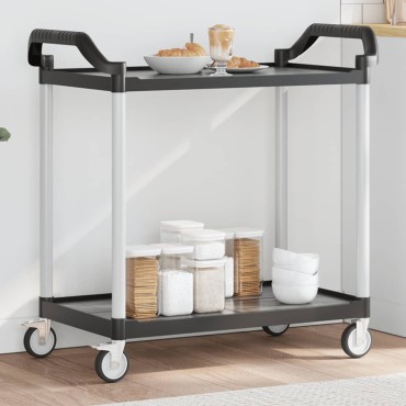 vidaXL Τροχήλατη Βάση 2 Επιπέδων Μαύρη 99x50x97cm από Αλουμίνιο 1 τεμ.