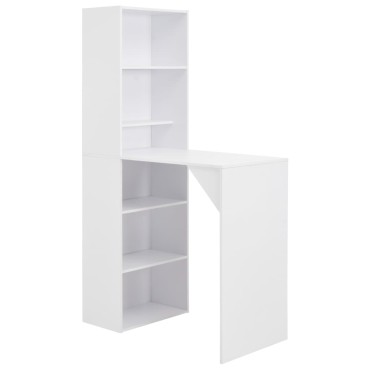 vidaXL Τραπέζι Μπαρ με Ράφι Λευκό 115x59x200cm 1 τεμ.