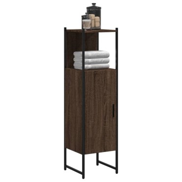 vidaXL Ντουλάπι Μπάνιου Καφέ Δρυς 33x33x120,5cm Επεξεργ. Ξύλο 1 τεμ.
