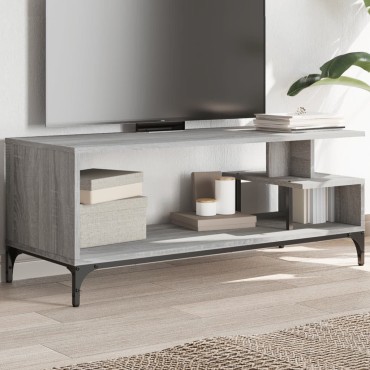 vidaXL Έπιπλο TV Γκρι Sonoma 102x40x41cm Επ Ξύλο/Ατσάλι Ηλ Βαφή Πούδρα