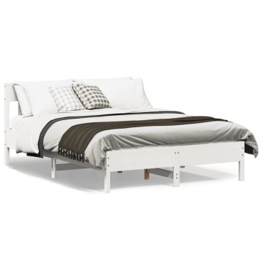 vidaXL Σκελετός Κρεβ. Χωρίς Στρώμα Λευκό 140x190cm Μασίφ Πεύκο 1 τεμ. - Διπλό