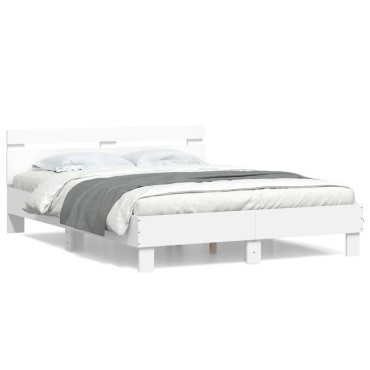 vidaXL Πλαίσιο Κρεβατιού με Κεφαλάρι Λευκό 140x200 εκ. Επεξ. Ξύλο
