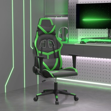 vidaXL Καρέκλα Gaming Μαύρο/πράσινο από Συνθετικό Δέρμα 67x64x(116-127)cm 1 τεμ.
