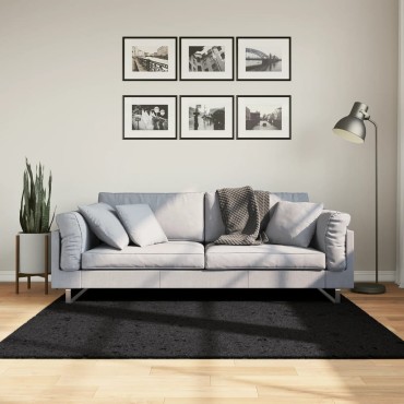 vidaXL Χαλί Shaggy PAMPLONA με Ψηλό Πέλος Μοντέρνο Μαύρο 160x110cm