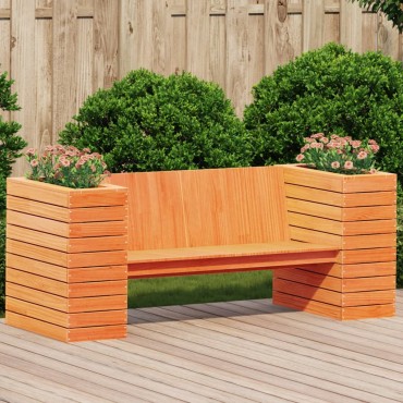 vidaXL Ζαρντινιέρα Παγκάκι Καφέ 167,5x60x65cm Μασίφ Ξύλο Πεύκου