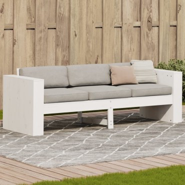 vidaXL Καναπές Κήπου Τριθέσιος Λευκός 189x60x62cm Μασίφ Ξύλο Πεύκου