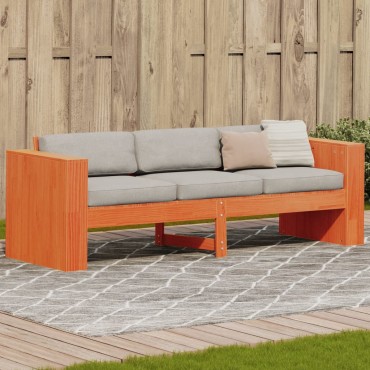 vidaXL Καναπές Κήπου Τριθέσιος Καφέ 189x60x62cm Μασίφ Ξύλο Πεύκου