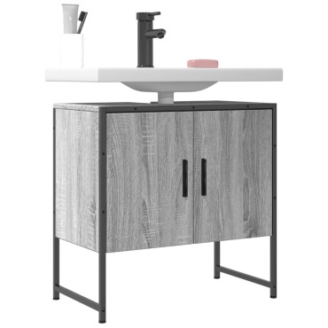 vidaXL Ντουλάπι Νιπτήρα Μπάνιου Γκρι Sonoma 60x33x60cm Επεξ. Ξύλο 1 τεμ.