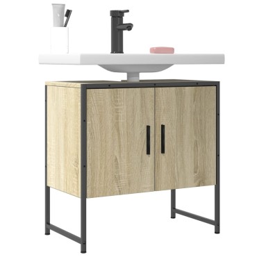 vidaXL Ντουλάπι Νιπτήρα Μπάνιου Sonoma Δρυς 60x33x60cm Επεξ. Ξύλο 1 τεμ.