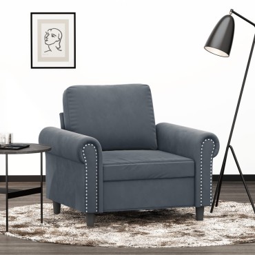 vidaXL Πολυθρόνα Σκούρο Γκρι Βελούδινη 92x77x80cm 1 τεμ. Γωνιακός