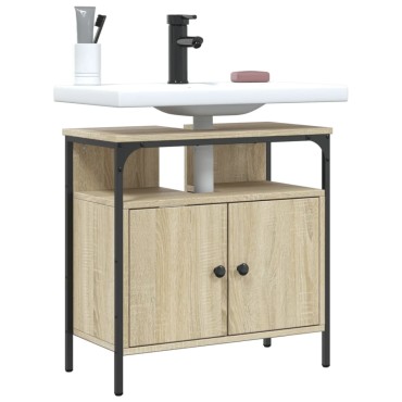 vidaXL Ντουλάπι Νιπτήρα Μπάνιου Sonoma Δρυς 60x30x60cm Επεξ. Ξύλο 1 τεμ.