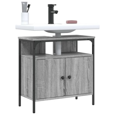 vidaXL Ντουλάπι Νιπτήρα Μπάνιου Γκρι Sonoma 60x30x60cm Επεξ. Ξύλο 1 τεμ.