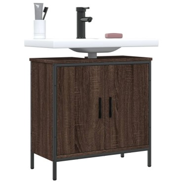 vidaXL Ντουλάπι Νιπτήρα Μπάνιου Καφέ Δρυς 60x30x60cm Επεξ. Ξύλο 1 τεμ.