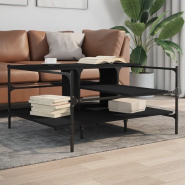 vidaXL Τραπεζάκι Σαλονιού Μαύρο 100x100x48,5cm Επεξεργασμένο Ξύλο 1 τεμ.