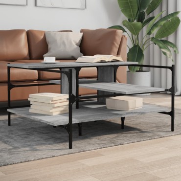 vidaXL Τραπεζάκι Σαλονιού Γκρι Sonoma 100x100x48,5cm Επεξεργ. Ξύλο 1 τεμ.