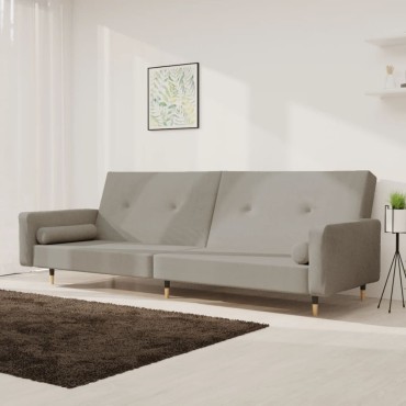 vidaXL Καναπές Κρεβάτι Διθέσιος Ανοιχτό Γκρι Βελούδινος με 2 Μαξιλάρια 220x84,5x69cm 1 τεμ.