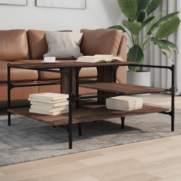 vidaXL Τραπεζάκι Σαλονιού Καφέ Δρυς 100x100x48,5cm Επεξεργασμ. Ξύλο 1 τεμ.
