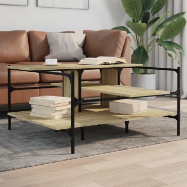 vidaXL Τραπεζάκι Σαλονιού Sonoma Δρυς 100x100x48,5cm Επεξεργ. Ξύλο 1 τεμ.