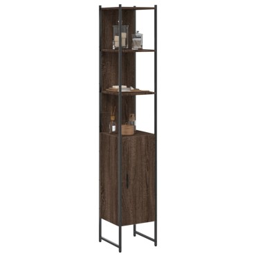 vidaXL Ντουλάπι Μπάνιου Καφέ Δρυς 33x33x185,5cm Επεξεργασμένο Ξύλο 1 τεμ.