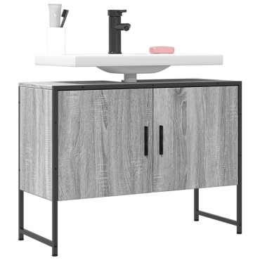vidaXL Ντουλάπι Μπάνιου Νιπτήρα Γκρι Sonoma 80x33x60cm Επεξ. Ξύλο 1 τεμ.