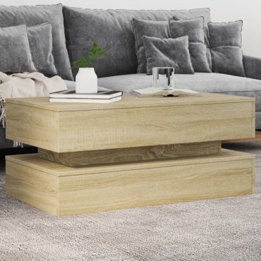vidaXL Τραπεζάκι Σαλονιού με LED Sonoma Δρυς 90x50x40cm 1 τεμ.