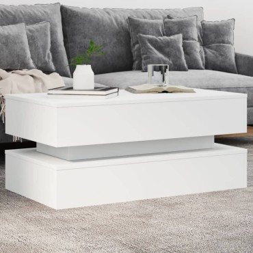 vidaXL Τραπεζάκι Σαλονιού με LED Λευκό 90x50x40cm 1 τεμ.