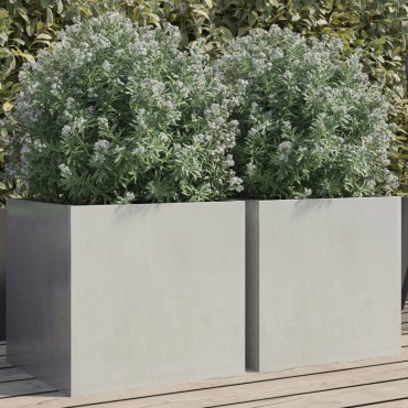 vidaXL Ζαρντινιέρες 2 τεμ. Ασημί 42x40x39 εκ από Ανοξείδωτο Ατσάλι