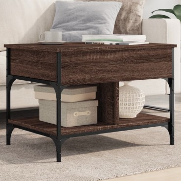 vidaXL Τραπεζάκι Σαλονιού Καφέ Δρυς 70x50x50cm Επεξ. Ξύλο/Μέταλλο 1 τεμ.