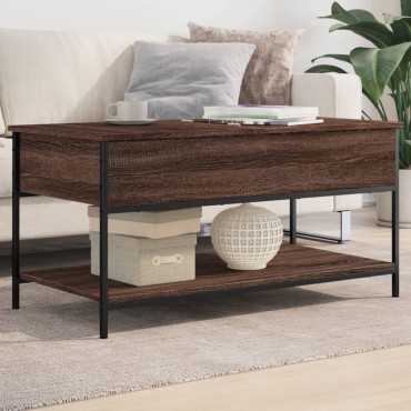 vidaXL Τραπεζάκι Σαλονιού Καφέ Δρυς 100x50x50cm Επεξ. Ξύλο/Μέταλλο 1 τεμ.